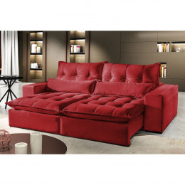 Sofá 5 Lugares Retrátil e Reclinável 2,90 mts Máximo Suede Vermelho